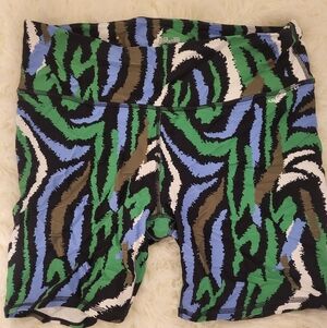 Diane Von Furstenberg Blue Green Patterned Athletic Shorts
